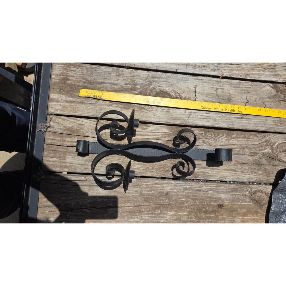 Huge Vintage Wrought Iron Wall Decor Set - Cross Key & Candle Scone 28.5" tall